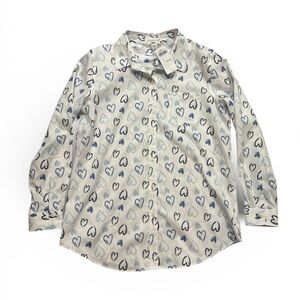 Coldwater Creek White Multi Heart Print Shirt